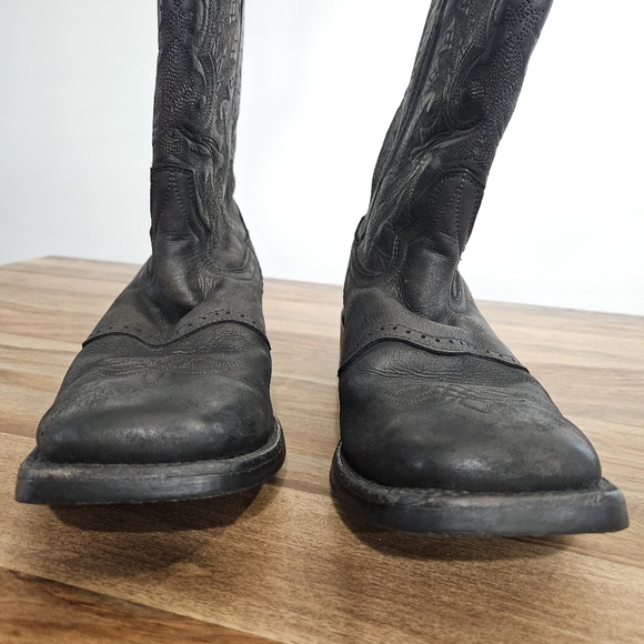 Double H Mens Black  Pull On Cowboy Western Boots Size 8.5 EE Square Toe - Picture 3 of 16